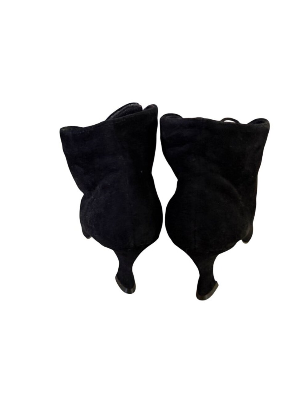 Vintage Endicott Johnson Black Suede Lace-Up Ankle Booties With Kitten Heel - Picture 4 of 7